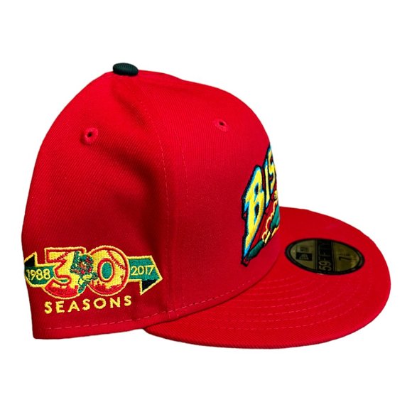 New Era Buffalo Bisons Sliding Buster 59FIFTY Fitted Hat Cap MiLB Red - Picture 4 of 7